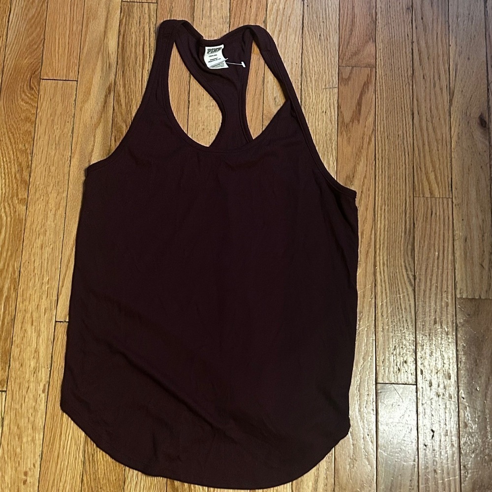 NWOT Pink Brand Burgundy Red Ribbed Racerback Tank Top Size Large T50-30